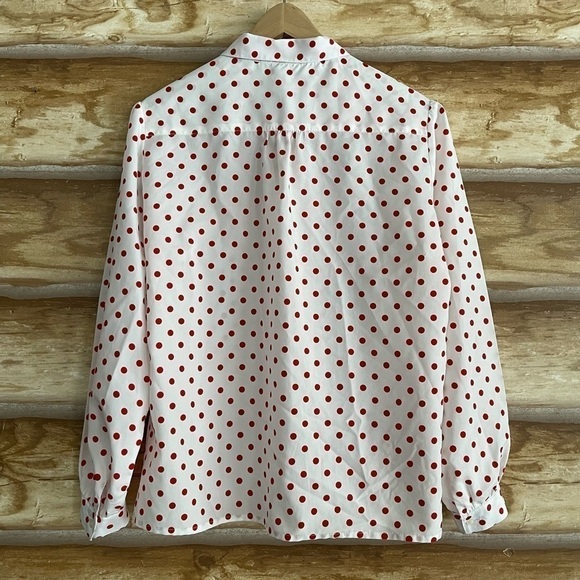 Vintage silky lightweight polkadot long sleeve blouse size large - Picture 12 of 13
